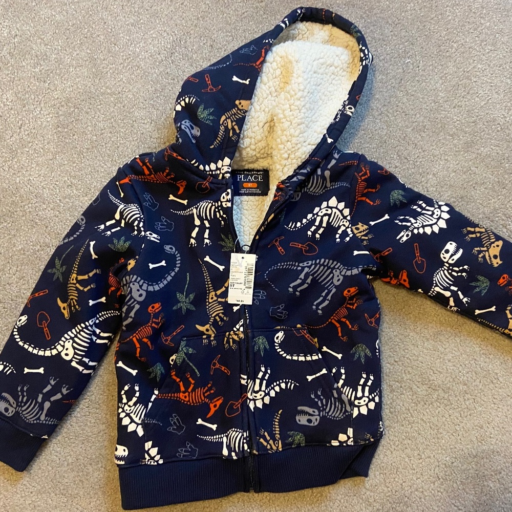 Brand new dinosaur lined hoodie- boys size 5t